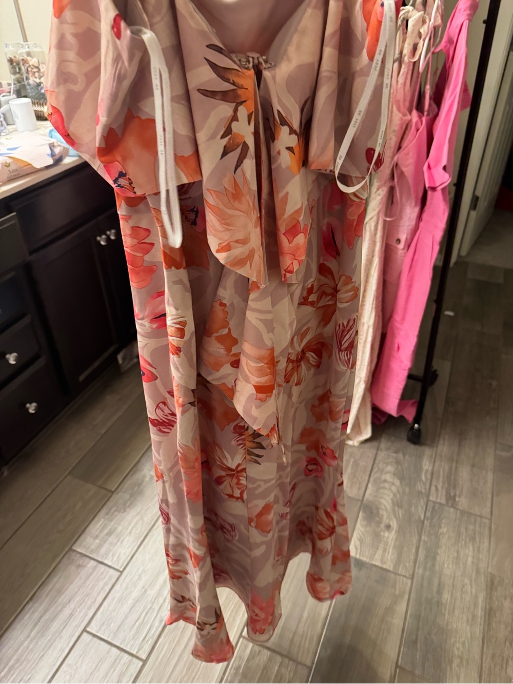 Floral spaghetti strap Maxi Dress in Peach and Coral Just Me